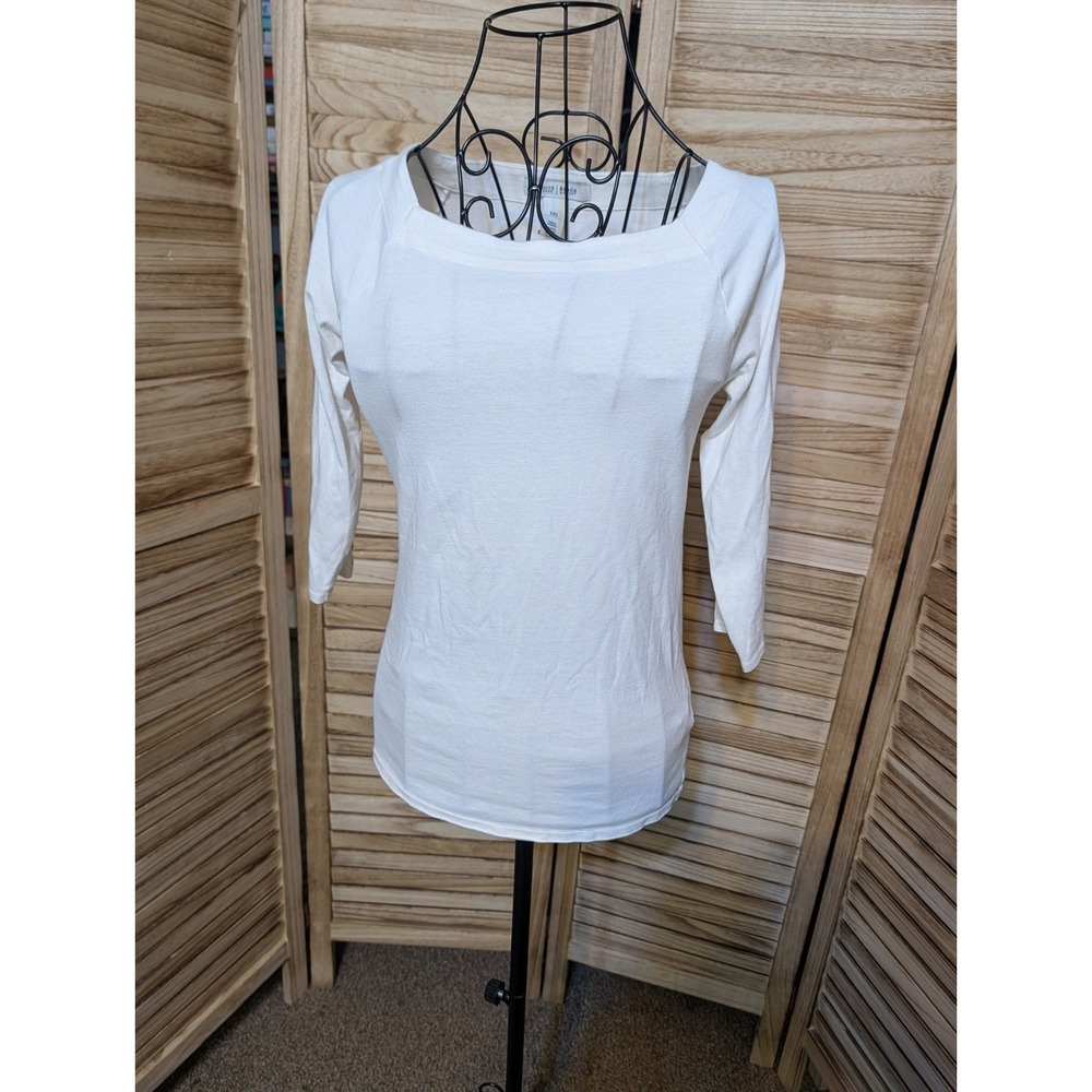 WHITE HOUSE BLACK MARKET 3/4 SLEEVE White XXS Shirt
